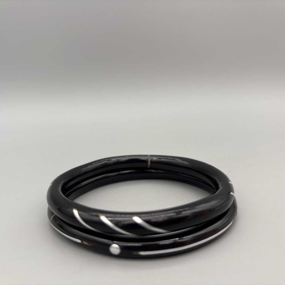 Bangle Bracelets Brown White Wood color Retro Boho Style Set of 6 Green Black - Picture 9 of 10